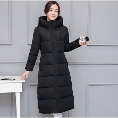 Mulher Jaqueta Winter Down Cotton Coat 2021 Fashion Women Over The Knee Coat Slim Thick Loose Warm Padded Hooded Outwear Parka