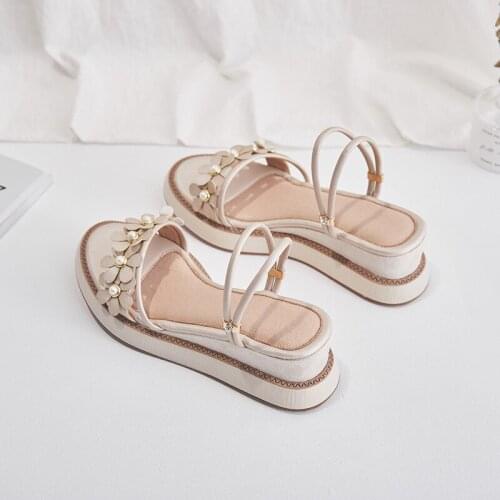 Sandals Female Summer 2019 New Wild Ins Tide Fairy Female Two Wearing Super Fire Shoes Wedge With Net Red Fashion High Heel