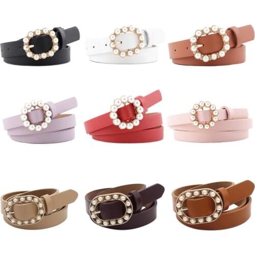 39 Styles Fashion Pearl Buckle Womens Belt Womens Narrow Wild Jeans Waistbelt Business Ladies Formal Dress Decoration Belts