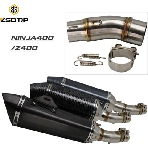ZSDTRP Motorcycle Exhaust Middle Pipe For Kawasaki Ninja 400 Z400 2008-2019 Middle Link Pipe Slip-On With Exhaust Muffler