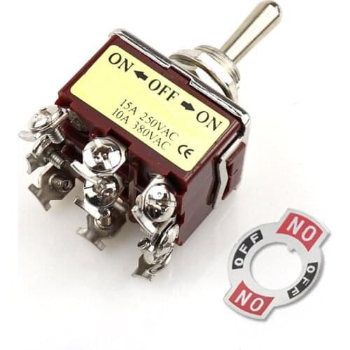 1PCS Toggle Switch E-TEN303 ON-OFF-ON 9PIN 10A 380V Toggle SW power switch brown