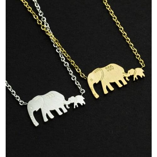 10PCS Animal Elephant Necklaces Pendants Mama Baby Double Elephant Pendant Necklace Women Female Jewelry Mom MotherS Day Gift