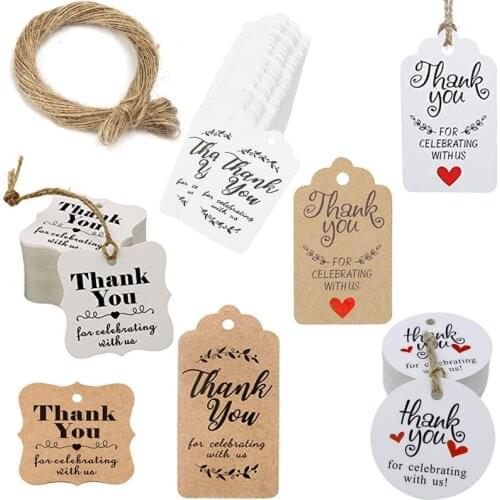 100Pcs Thank You for Celebrating with Us Tag Thank You Gift Tags for Wedding Decoration Party Favors Hang Tag for DIY