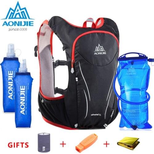 2018 AONIJIE 5L Men Women Marathon Hydration Vest Pack for 1.5L Water Bag Cycling Hiking Bag Outdoor Sport Camp Running Backpack