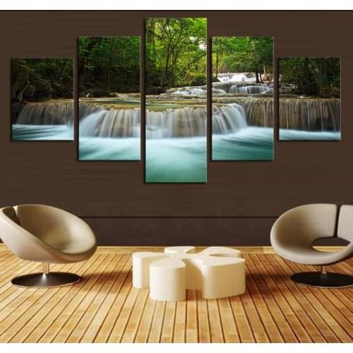 5 Pcs Waterfall Painting Canvas Wall Art Picture Home Decoration Living Room Canvas Print Painting Large Canvas Art Poster