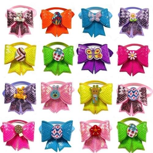 50/100pcs Easter Pet Dog Tie Rabbit Eggs Style Pet Supplies Small Dog Cat Accessories Small Dogs Bow Tie Neckties Dog Bows