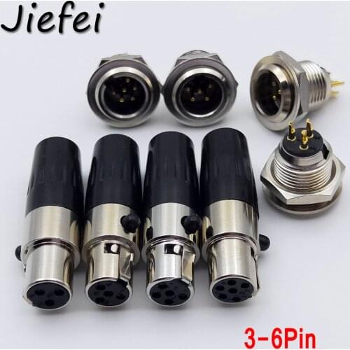 6pcs Mini XLR 3 4 5 6 Pin Female Inline Plug 3 4 5 6 Pin Male Socket Jack Adapter for MIC Microphone Audio Cable Connector