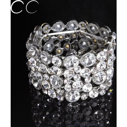 New fashion wedding jewelry for brides shine austrian crystal nracelet bangles for women party femme gift luxury bijoux E023