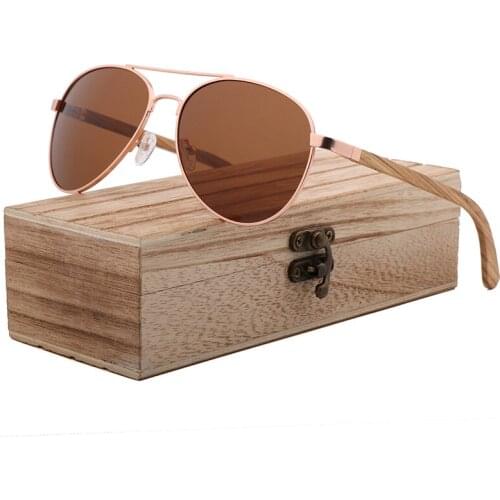 Brand Designer Wood Sunglasses Mens Polarized Coating Mirror Glasses Wooden Leg With Metal Frame Sunglasses Men/Women Handmade