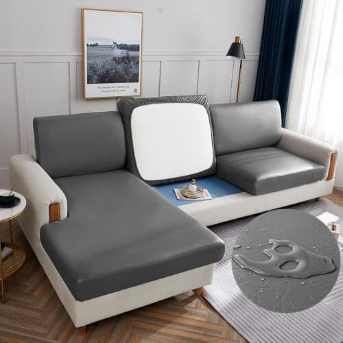 Waterproof PU Leather Sofa Seat Cover Couch Slipcover For Living Room Decor Sitting Cushion Protector Multi-size Solid Color