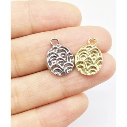 Eruifa 20pcs 11mm Zinc alloy Popular Wave Print Coin Charms Wholesales necklace,earring bracelet jewelry DIY handmade 2 color