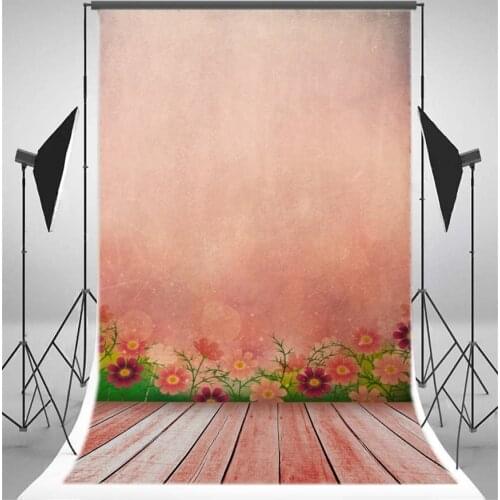 Photography Backdrop Bokeh Halos Abstract Blooming Flowers Wall Stripe Wood Floor