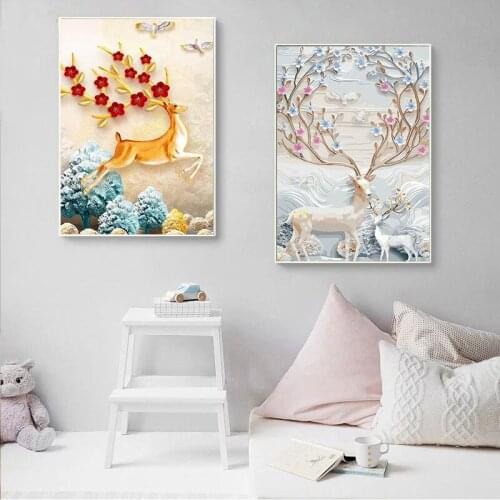 GATYZTORY Framed Deer Paint By Numbers For Adults Animal Picture On Canvas Home Decor Coloring By Numbers