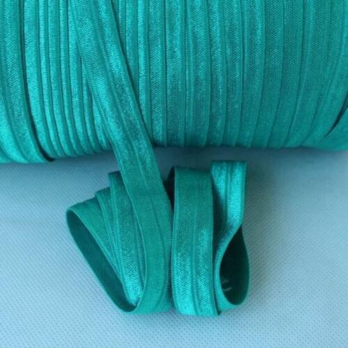 5/8" Solid Color FOE Ribbon #346-Jade, 50yards fold over elastic for headband
