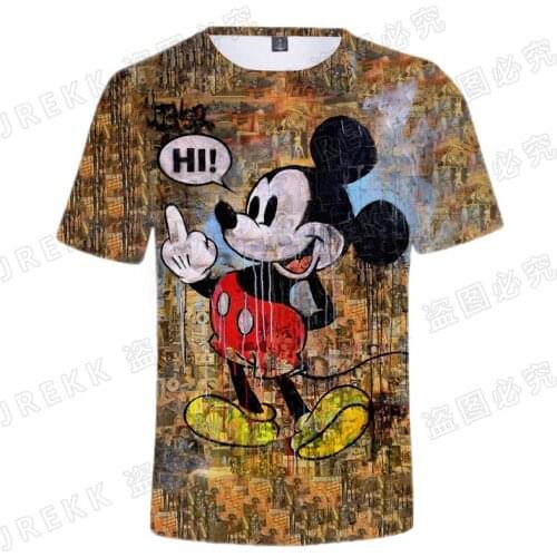 Summer Disney Cartoon Anime Mickey Mouse Printed 3D T-shirt Men Women Children Cool Streetwear Cool Boy Girl Kids Tops Tee Shirt