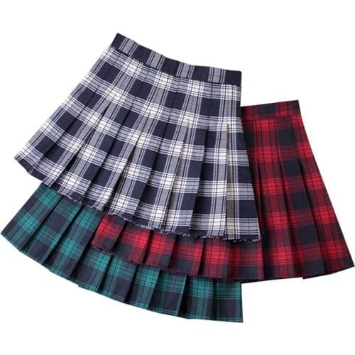 Summer Women Plaid Mini Skirt High Waist Chic Female Pleated Skirts Fashion Office Ladies Club Party Casual Short Pleated Skirt