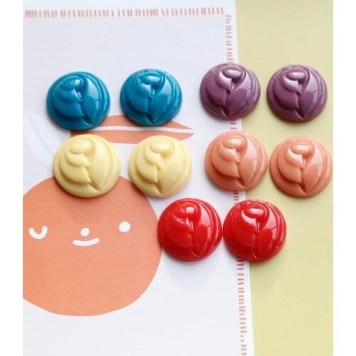 Cute geometric flower shape colorful resin half pill handmade jewelry accessories diy earring material earring patch