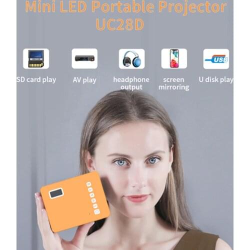 UC28D 1080P HD Mini LED Projector Home Theater Cinema Portable Video Multimedia With Screen Projector Support Mobilephone Data