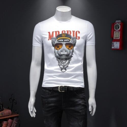 2020 Summer Wear Pig Pattern Printing Man Short Sleeve T Shirt Round Neck Tshirt Homme Streetwear Tee Casual T-shirts Men
