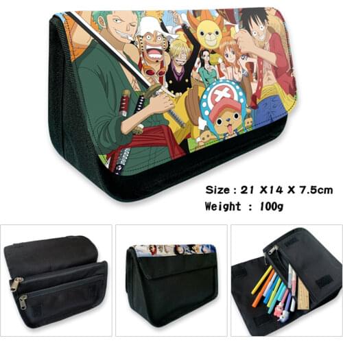 Anime One Piece Luffy Nylon Student School Stationery Bag Pen Bag Pencil Hook&Loop Bags MakeUp Bag Cosmetic Bags