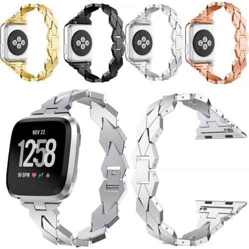 New Fashion Rhombus Strap For Fitbit Versa 2/Lite Replacement Accessories Lady Exquisite Watchbands Stainless Steel Strap