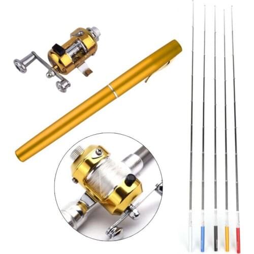 Portable Pocket Telescopic Fishing Pole Pen Shape Folded Fishing Rod With Reel Wheel Spinning Portable Mini Fishing Rod