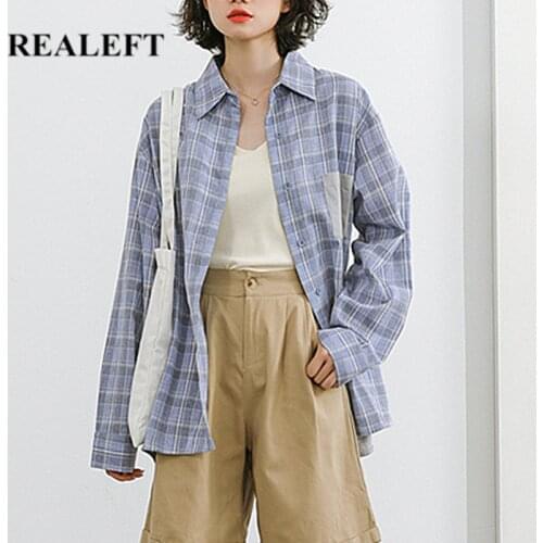 Блузки в клетку REALEFT China At AliExpress