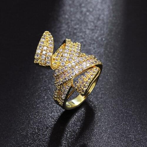 Luxury womens jewelry aneis Big irregular design finger Ring Gold color Fashion Party Rings
