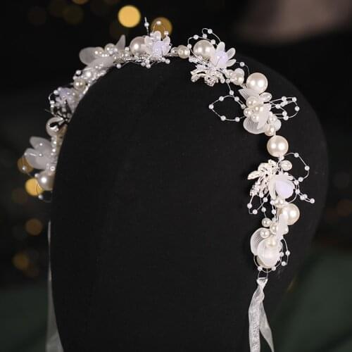 Luxurious Gold Pearl Rhinestone Hair Jewelry For Women Handmade Tiara Bridal Hair Bands Wedding Hair Accessories Gift Headpieces