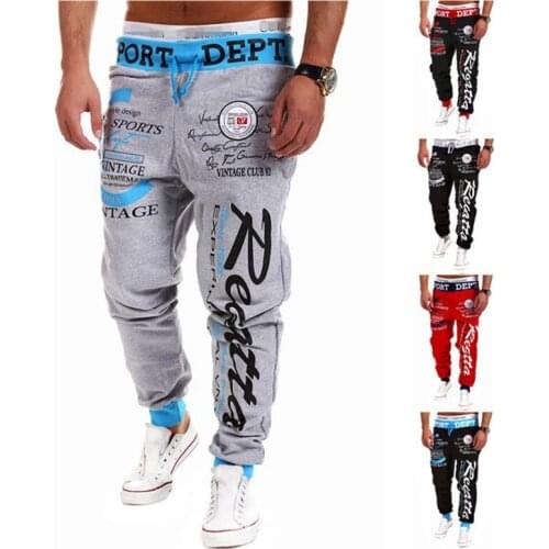 Hot sale Men Harem Pants Letter Printed Hip Hop Baggy Trousers Drawstring Elastic Waist Track Pants Men Casual Jogger Sweatpants