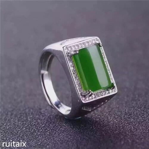 KJJEAXCMY fine jewelry 925 Pure silver inlay natural jasper gemstone male ring plant plum flower decorative goddess