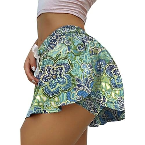 Women Running Yoga Tennis Skirt Inner Shorts Elastic Sports False Two Skirt Beautiful Plant Floral dragonfly Print Lovely Skirt