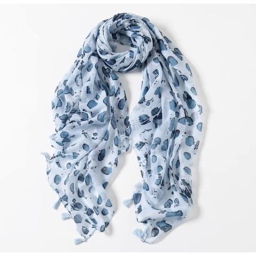 2021 Women Fashion Leopard Printed Pattern Cotton Tassel Scarf Shawls Wraps Hijabs 2Colors 10pcs/lot