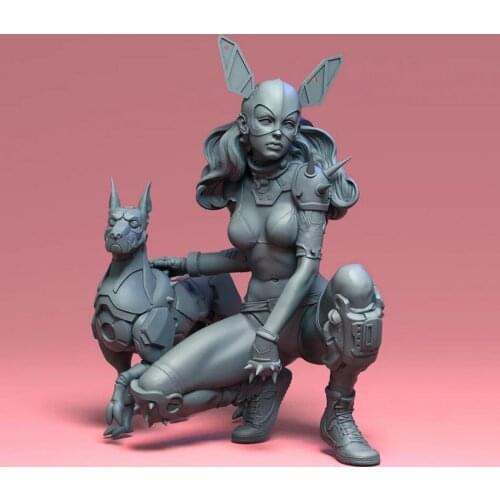 1/24 ancient woman sit with dog Resin figure Model kits Miniature gk Unassembly Unpainted