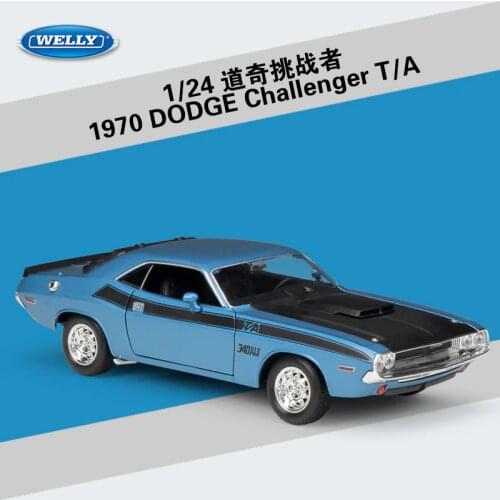 1:24 Scale WELLY Classic Metal Diecast Toy Car 1970 Dodge Challenger T/A Model Car Alloy Car Toys For Children Gifts Collection