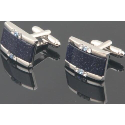 10pairs/lot Elegant Blue Starry Stone Cufflinks Rectangle Crystal Cuff Links Business Style Mens Jewellery Wedding/Party Gift