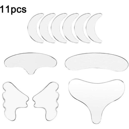 11Pcs Silicone Wrinkle Removal Sticker Face Forehead Neck Eye Sticker Pad Reusable Anti Wrinkle Aging Skin Lifting Care Patch