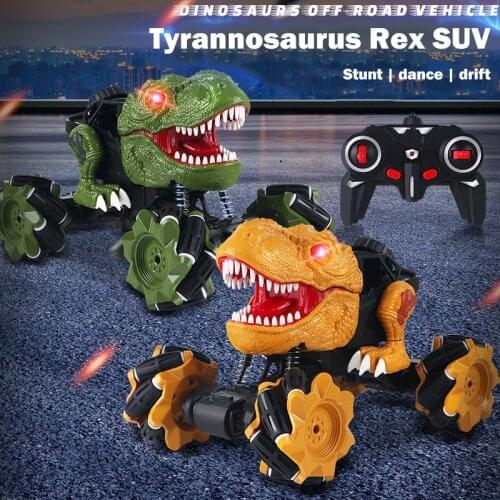 2.4G 4WD Wireless Remote Control 1:18 Stunt Drift Simulation Dinosaur Four-wheel Drive Off-Road Toy Car Climbling Light Music