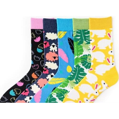 2021 Men Women Colorful Happy Easter Bunny Decorations for Home Socks Unisex Easter Rabbit Eggs Socks Party Decoration