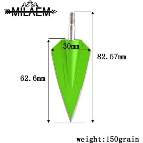6 Pcs 150Gr Archery Blade Arrowheads Green Sharp Point Tips For DIY Carbon Arrow Shaft Compound/Recurve Bow Shooting Accessories