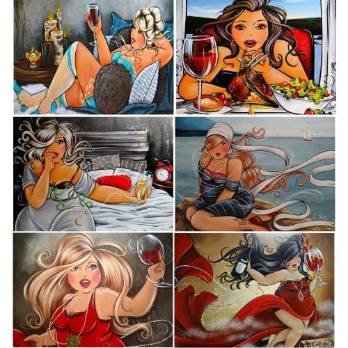 New Full Square Drill 5D DIY Diamond Painting Cartoon fat lady 5D Embroidery Cross Stitch Mosaic Flat ladies Home Decor Gift