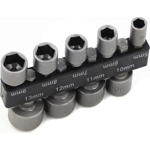 ARITER 9Pcs 5-13mm Power Nut Driver Drill Bit 1/4" Hex Shank Metric Socket Wrench Screw Universal Wrench Bionic Torque