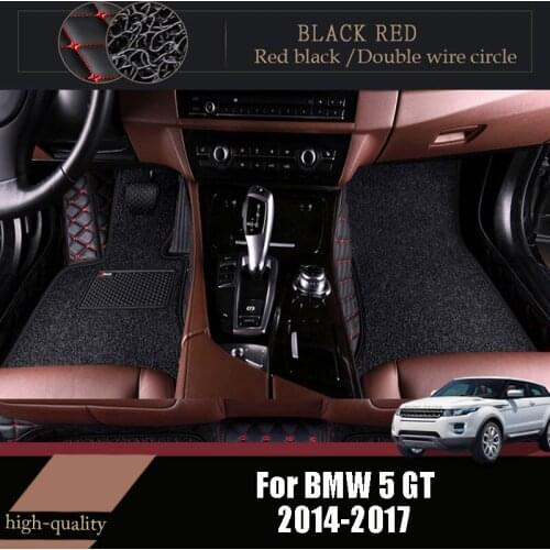 Car Floor Mats For BMW 5 GT 5 Seater 2017 2016 2015 2014 Carpets Luxury Double Layer Wire Loop Auto Accessories Custom Leather