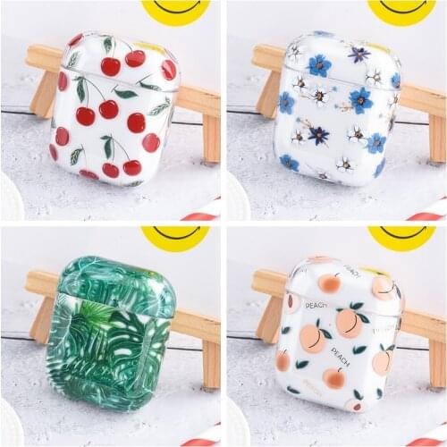 New Arrival Earphone Protective Case For Apple Airpods 2 1 Fruit Pattern Transparent Hard PC Cover For AirPods Case Headset Case