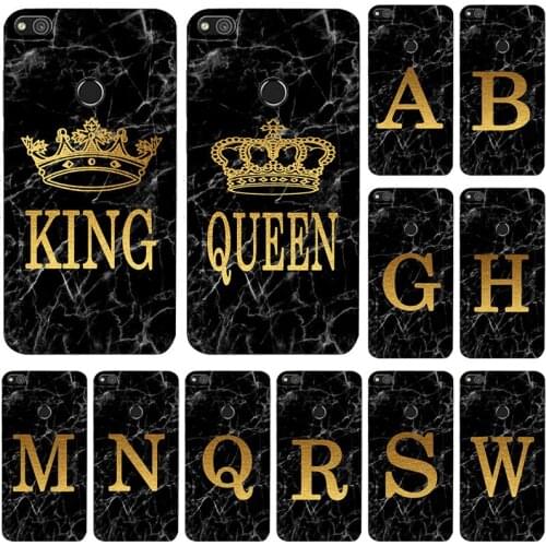 Phone case for Huawei Ascend P8 P9 Lite Nova lite GR3 2017 honor 8 lite Marble Golden alphabet background Soft TPU Print Cover