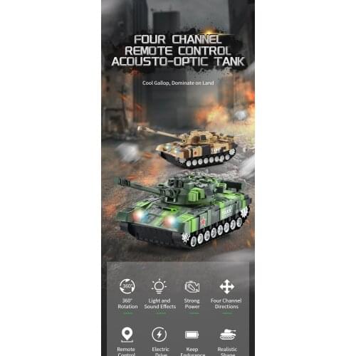 Four way remote control acousto optic tank childrens simulation remote control tank toy car model