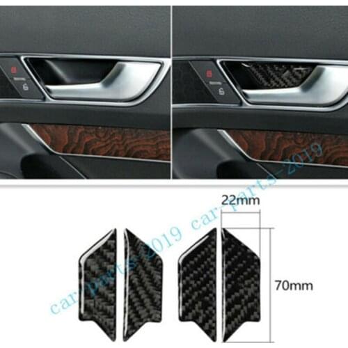True Carbon Fiber Inner Door Bowl Decoration Cover Trim For Audi A6 C6 2005-2011 Car Styling Accessories
