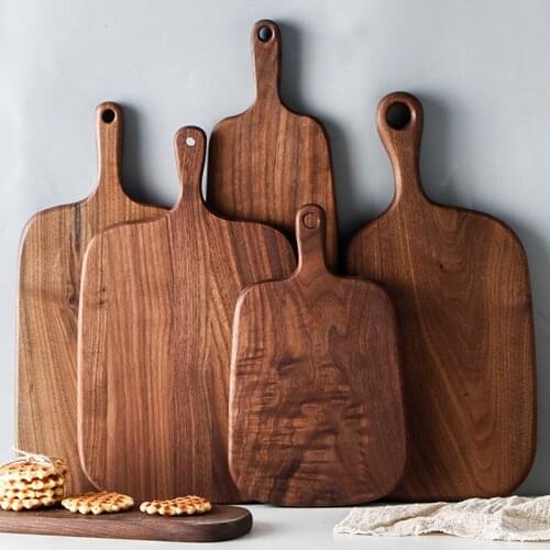 Wooden kitchen cutting board beech wood black walnut pizza bread fruit can hang cutting non-slip kitchen tool accessories
