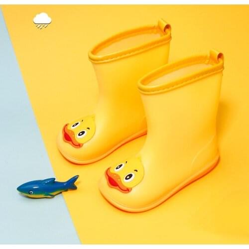 Childrens Shoes Rain boots PVC Rubber Kids Baby Cartoon Shoes Children Water Shoes Waterproof Rain Boots Non-slip Warm
