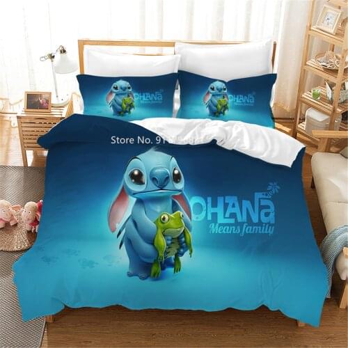 Home Textile Disney Popular Stitch Cartoon Pattern Bedding Lovely Duvet Quilt Cover Pillowcase Boys and Girls Bedroom Decor